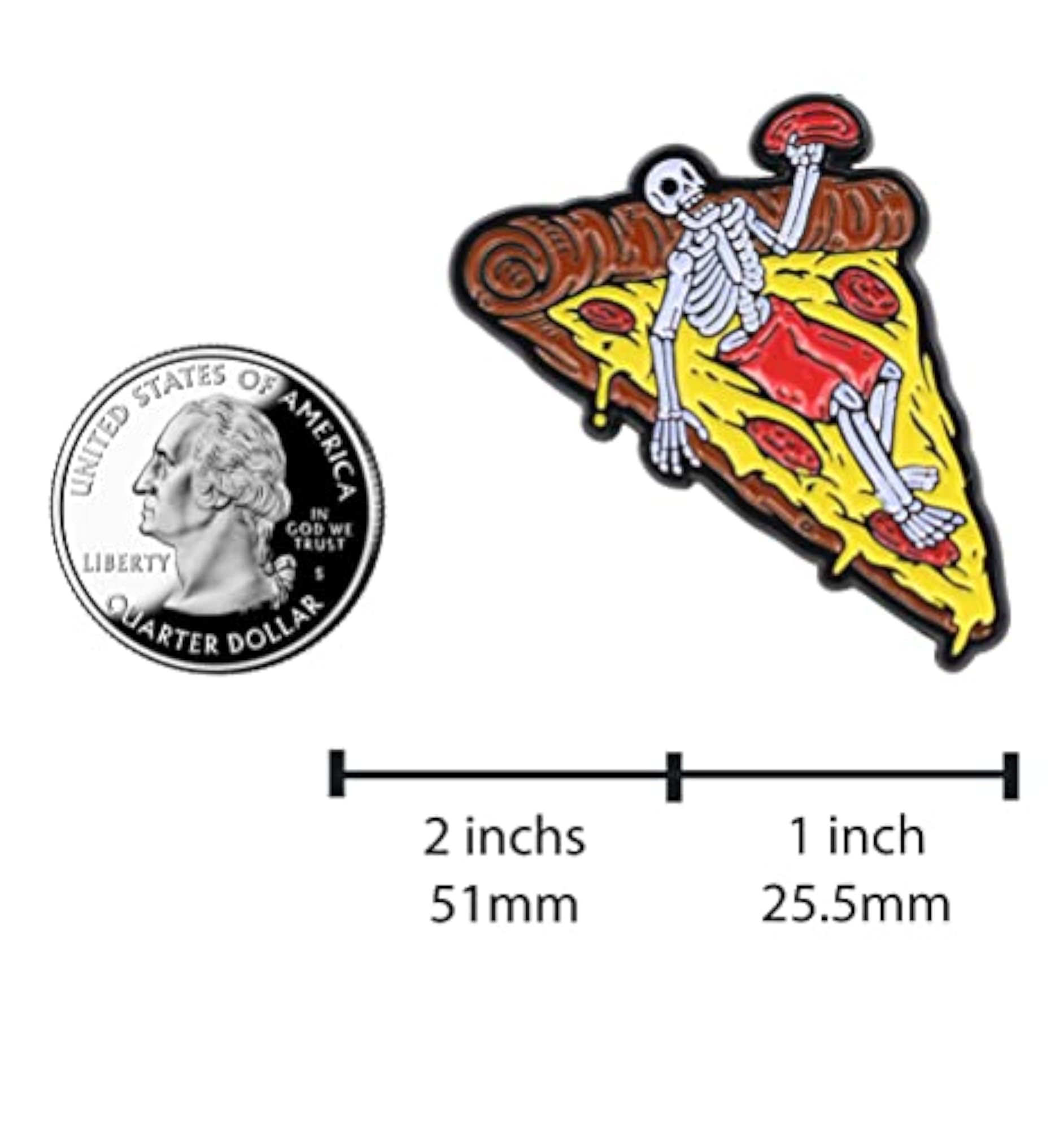 Skeleton Pizza Enamel Pin, Cute Food Lovers Gift